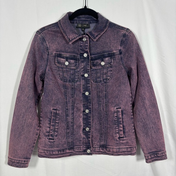 DG2 Diane Gilman Denim Faded Neon Pink Jacket Women’s XS NWOT - Picture 1 of 7